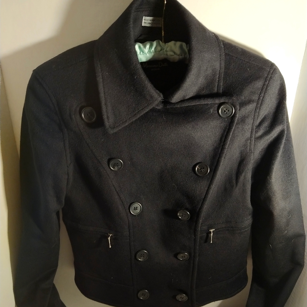 Massimo Dutti black wool cropped Jacket